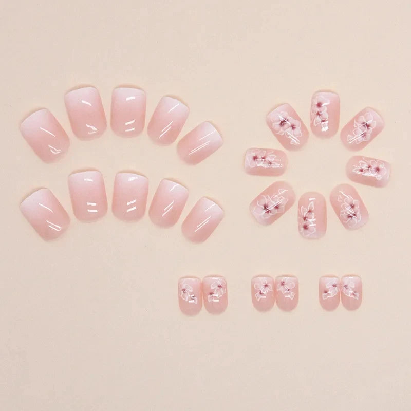 Soft French Blossom Press‑On Nail Set (24 pcs)