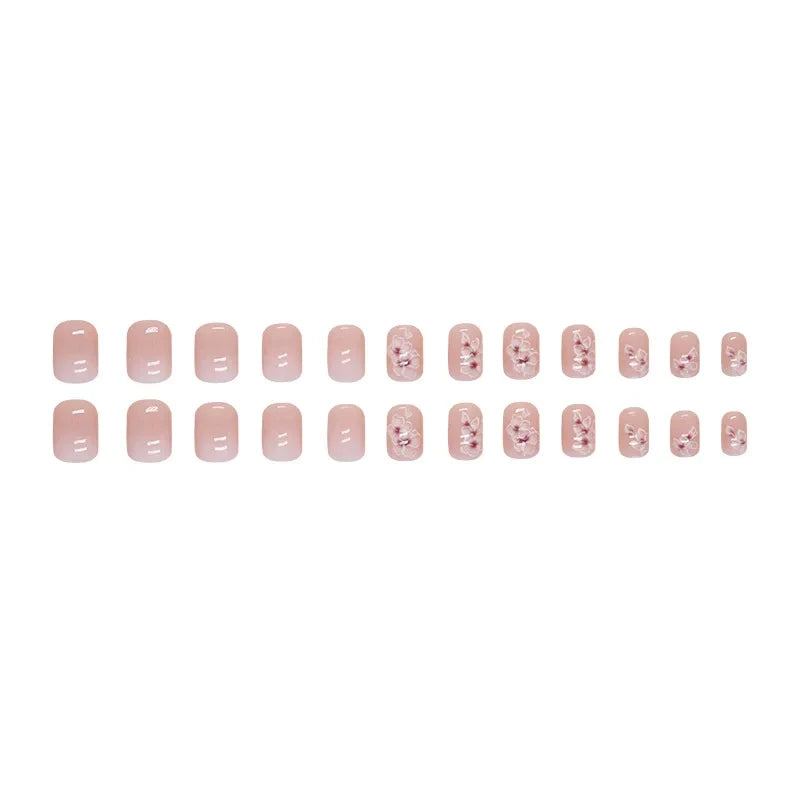 Soft French Blossom Press‑On Nail Set (24 pcs)